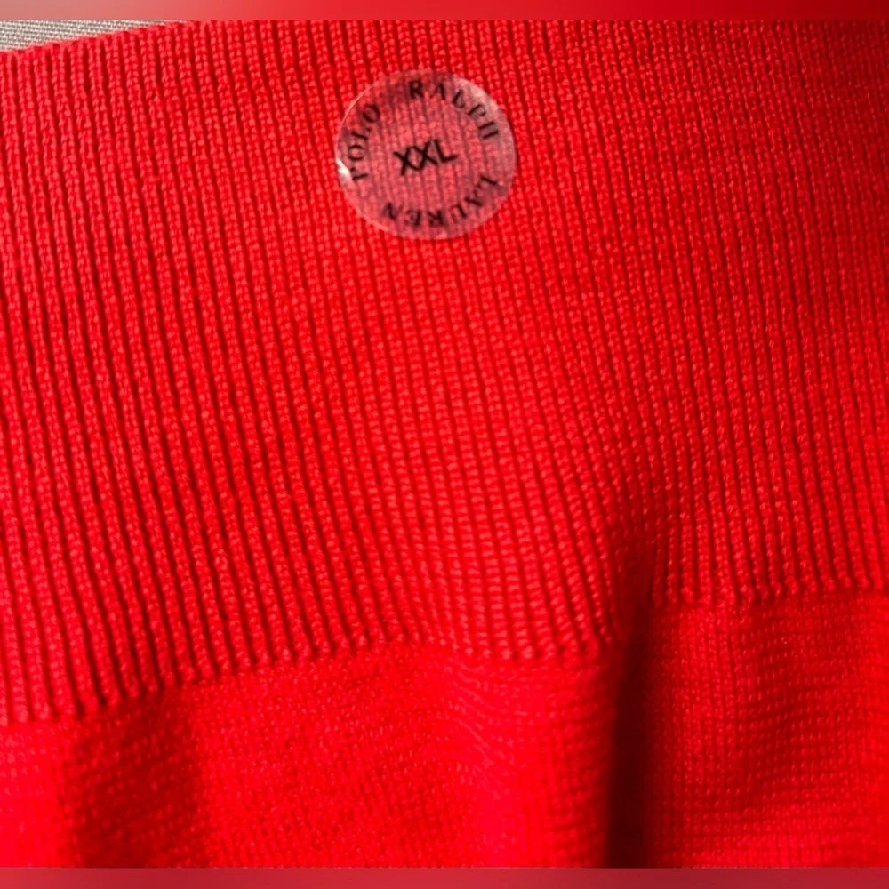 Polo Ralph Lauren Red V Neck Pima Cotton Pullover Sweater Size XXLarge NWOT